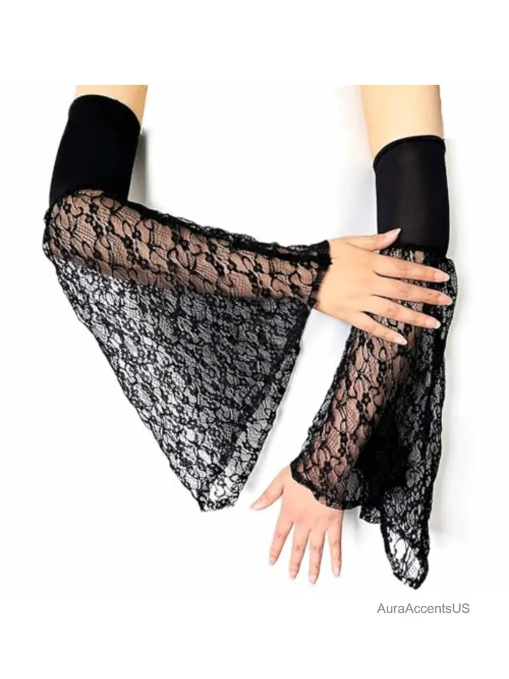 Lace Detachable Long Goth Arm Sleeves for Weddings and Costumes